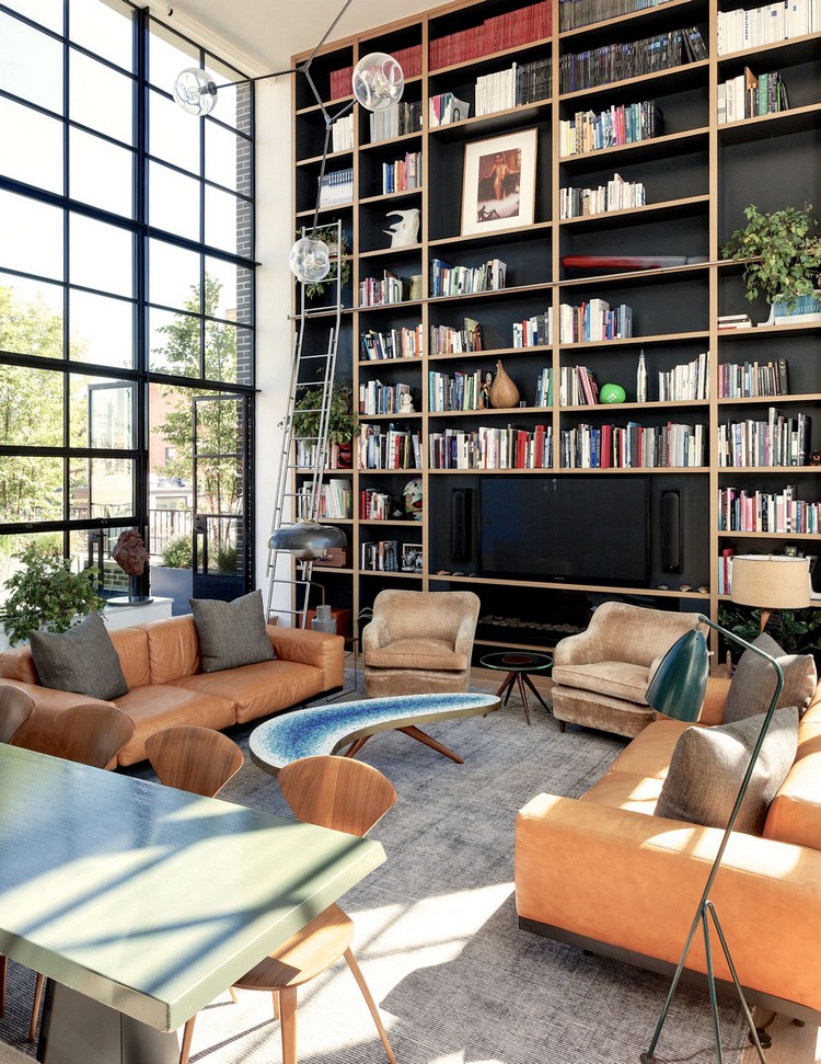 meuble-tv-bibliotheque-studio-mellone-meubles-cuir-orange