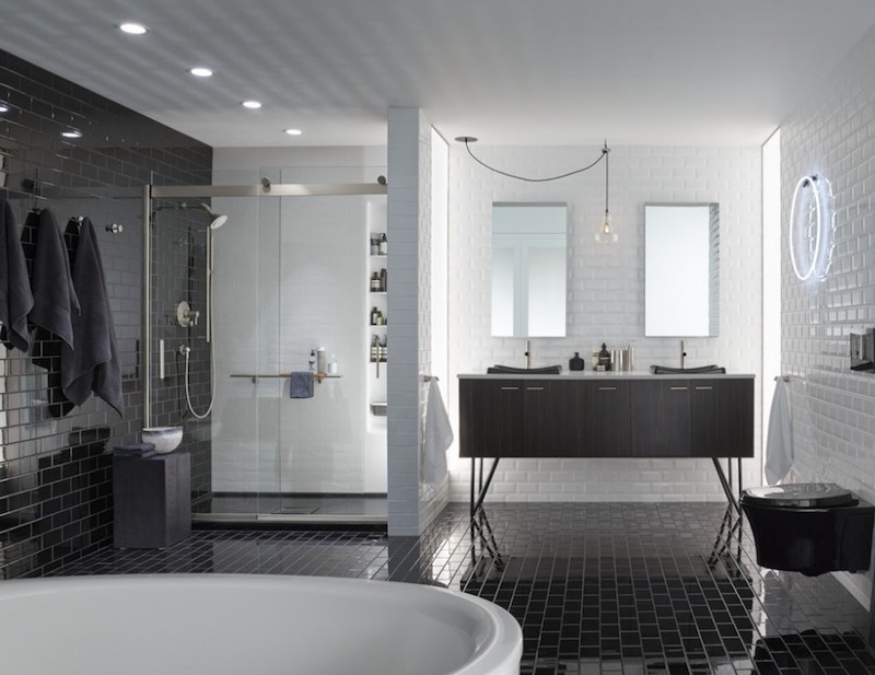 modele-carrelage-metro-salle-bain-noir-blanc-bords-biseautes