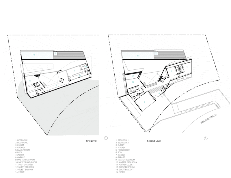 plan architectural du sous sol et de l'étage de la maison d'architecte MU77 plan-architectural-sous-sol-etage-maison-architecte-deco-minimaliste