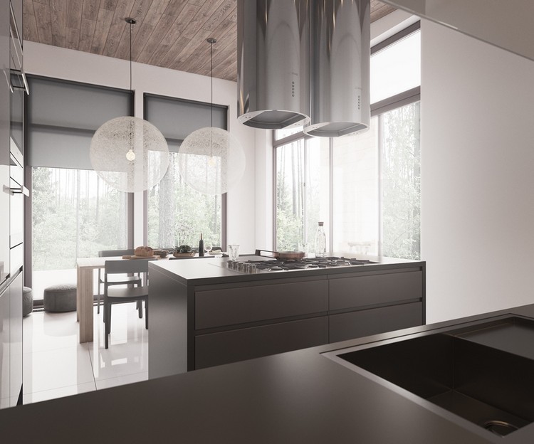 Déco blanc et bois clair d'un appartement design d'inspiration ... Inspiration Meuble cuisine