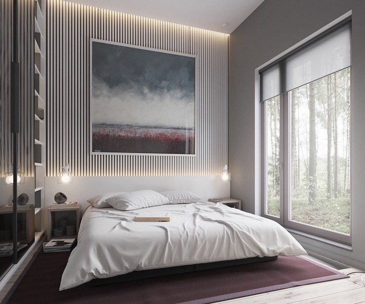 Déco blanc et bois clair d'un appartement design d'inspiration ... Inspiration Moderne Chambre