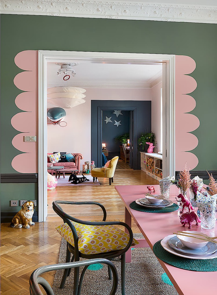 idee-deco-peinture-interieur-maison-motifs-decoratifs-rose-vert