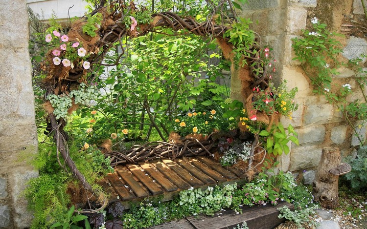 idée de génie jardin arche-jardin-bois-plantes-vertes