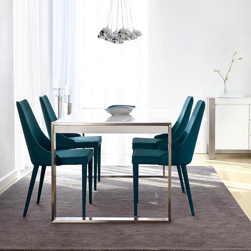 meubles-contemporains-salle-manger-chaises-sarcelle-table-blanc-metal