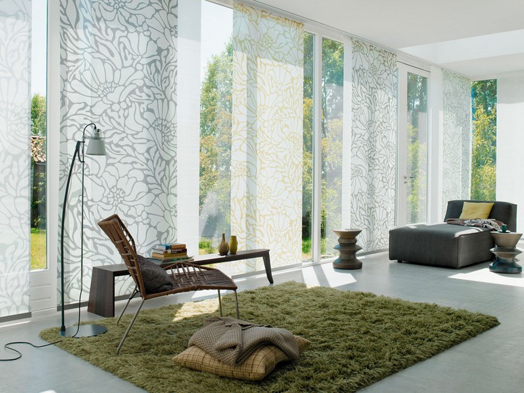 panneau-japonais-motifs-gris-tapis-vert-ambiance-zen-minimaliste