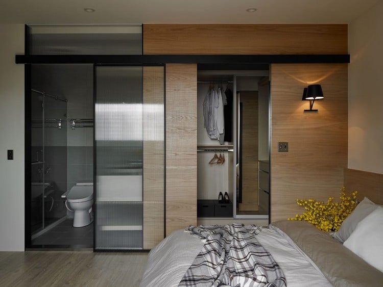 parement intérieur bois-massif-appartement-design-chine-chambre-adulte