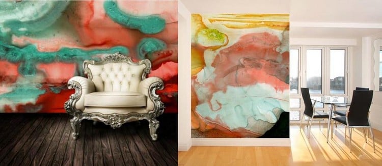 peinture-eau-idees-mur-toile-abstraite-fauteuil-baroque-parquet-fonce