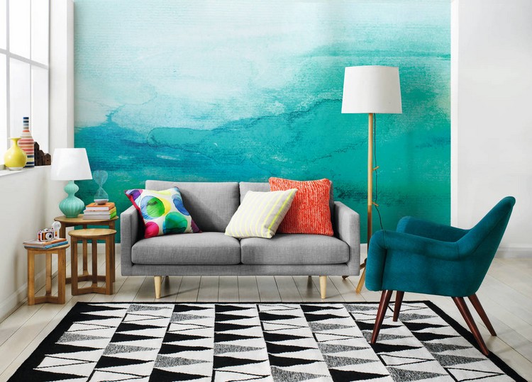 peinture-eau-idees-murs-bleu-vert-tapis-graphique-canape-gris