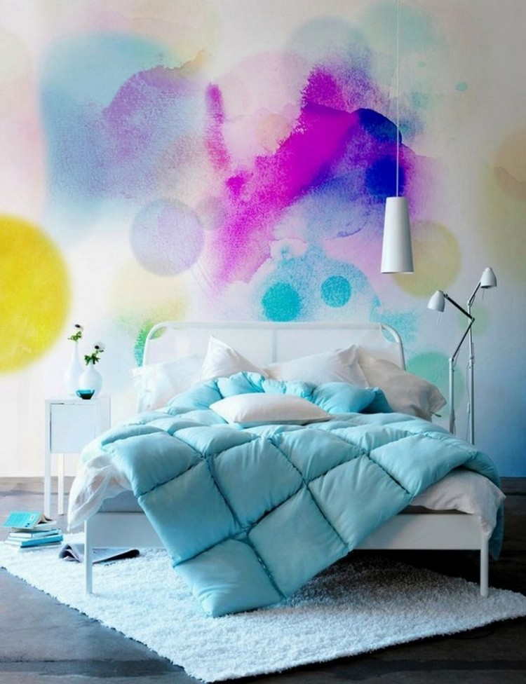 peinture-eau-idees-murs-couverture-bleue-tapis-bleu