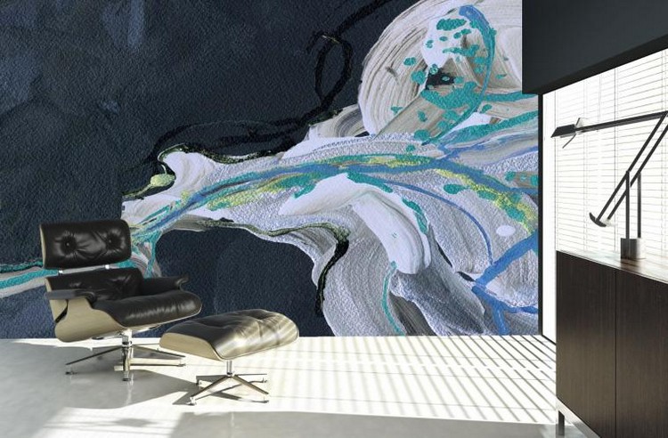 peinture-eau-idees-papier-peint-aquarelle-murs-noir-fauteuil-relax