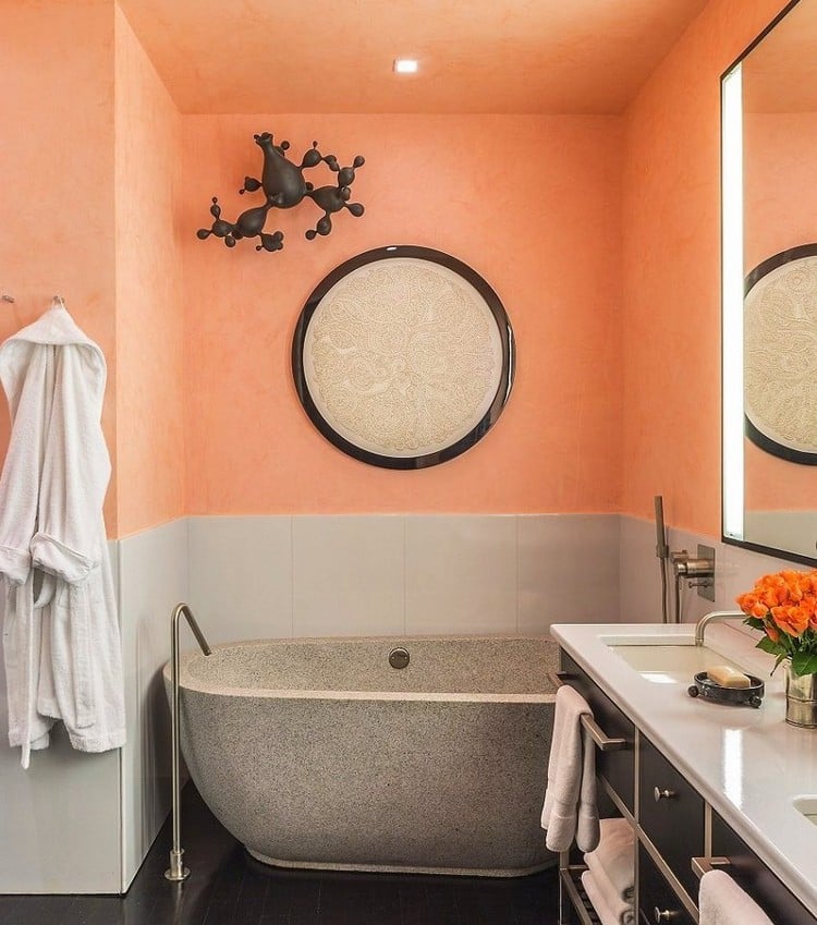 peinture-salle-bain-orange-soleil-ambiance-soubassement-gris
