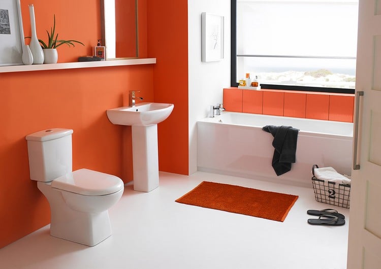 peinture-salle-bain-peinture-orange-minimaliste