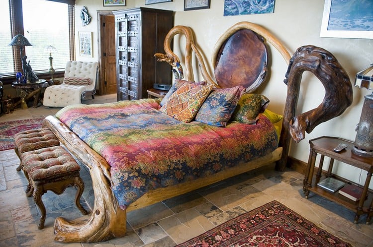 bois-flotté-décorer-lits-chambre-coucher-rustique-chalet-montagne