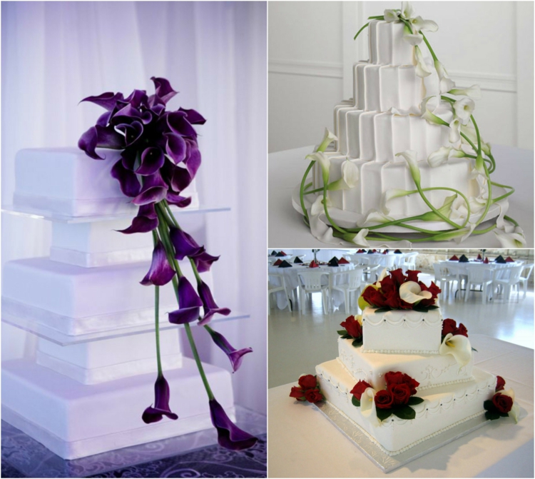 composition-florale-mariage-gâteau-maréis-orné-callas-violets