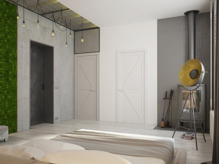 décoration industrielle ambiance-loft-idées-peinture-blanc