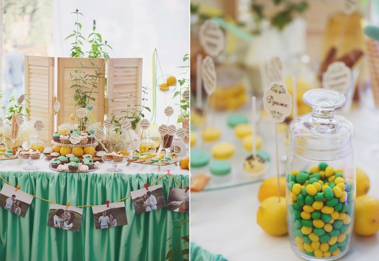 mariage-champêtre-chic-nappe-verte-idées-décoration-citrons