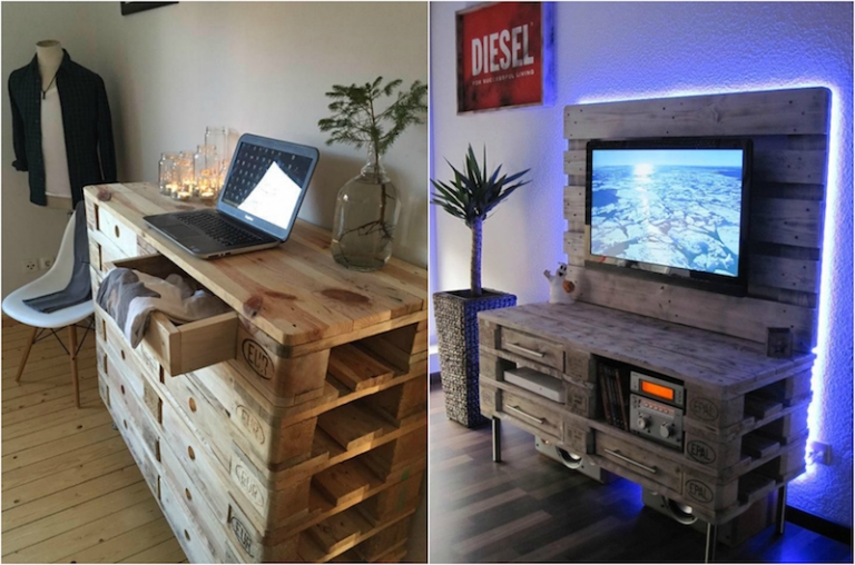 meuble en palette bois-commode-chambre-meuble-tv-salon