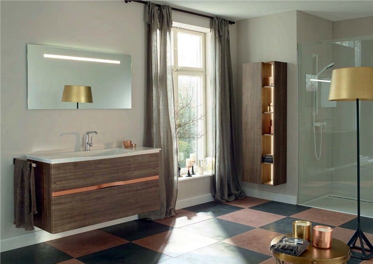 meuble-salle-bain-moderne-bois-carrelage-damier-orell-burgbad