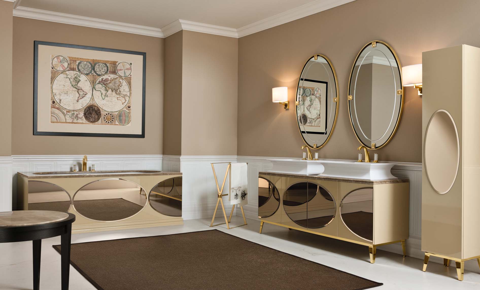 meuble salle de bain moderne rivoli-tons-beiges-tapis-marron