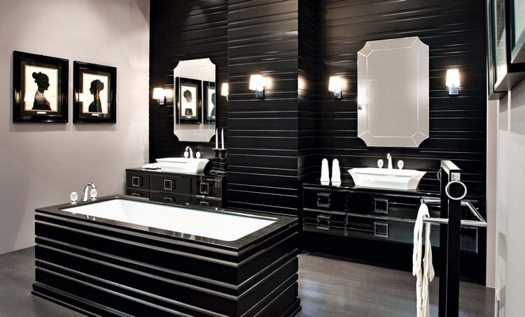 meuble salle de bain noir baignoire-noire-tableaux-deco