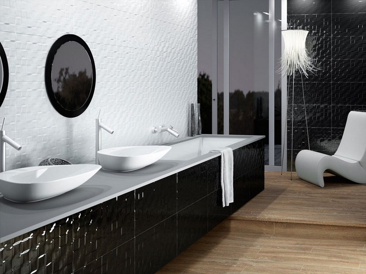 meuble-salle-bain-noir-relief-vasques-poser-fauteuils-design