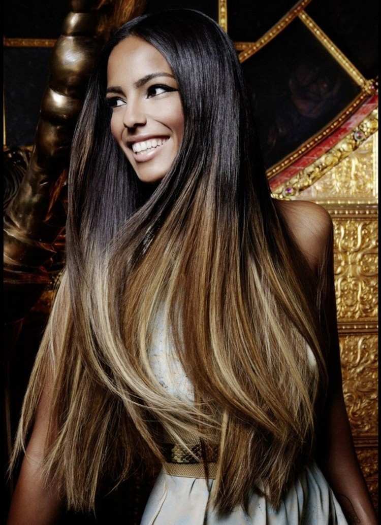 ombré-blonde-cheveux-longs-racines-châtain-idées