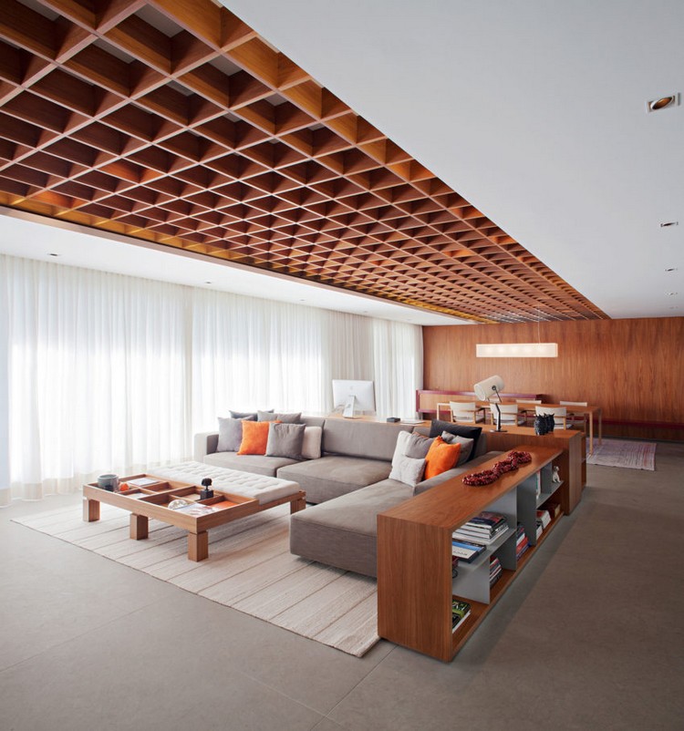 plafond-caisson-meuble-rangement-étagères-tapis-beige