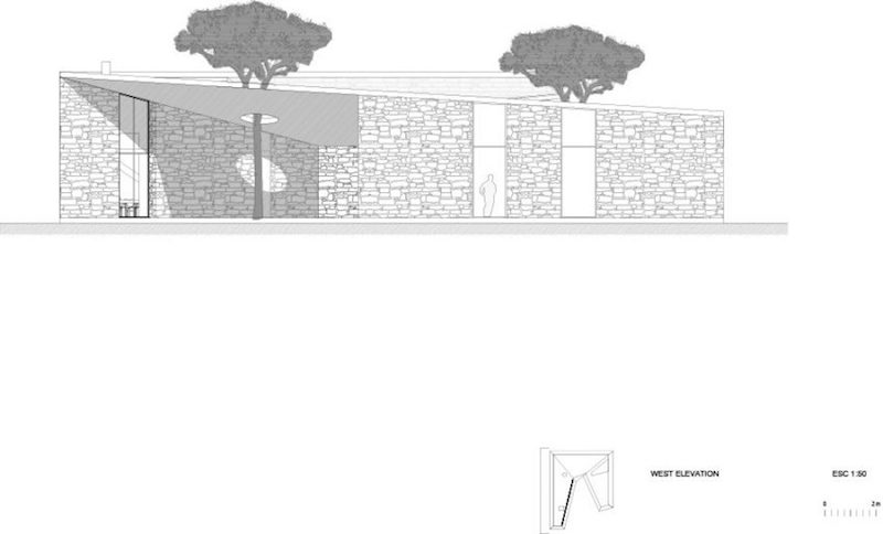 plan-architecte-coté-Ouest-maison-pierre-naturelle-béton-Mexique
