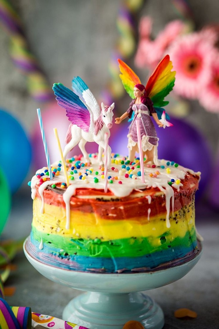 recette-gâteau-anniversaire-thermomix-idées-originales-nappage-coloré