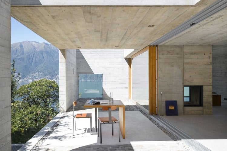 revêtement terrasse sol-béton-meubles-bois-plafond-design