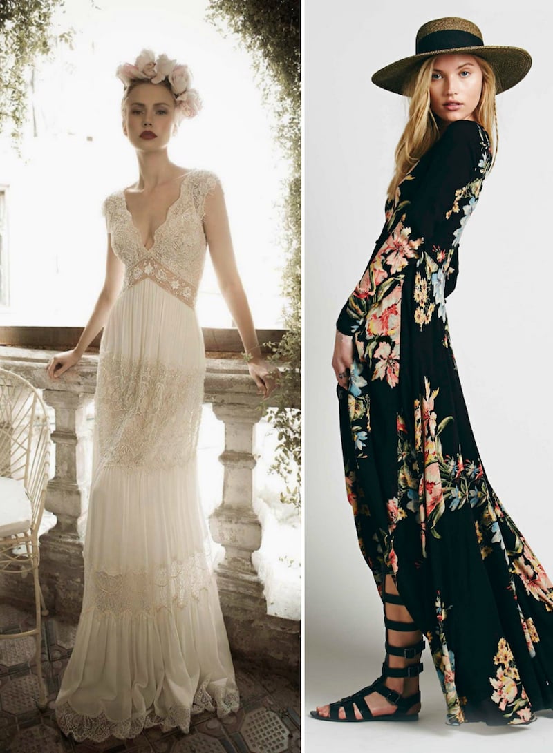 women's clothing-bohemian-style-wedding dress-lace-long-flower-dress