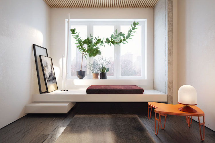 coin-lecture-rebord-fenêtre-table-basse-orange