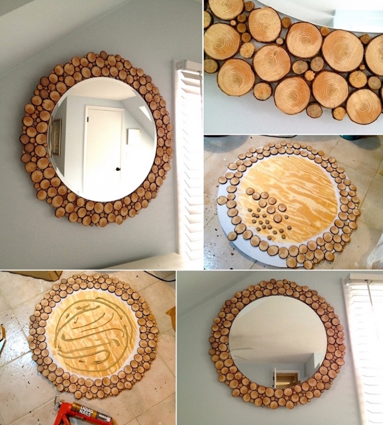création-bois-récupération-rondelles-bois-décorer-cadre-miroir