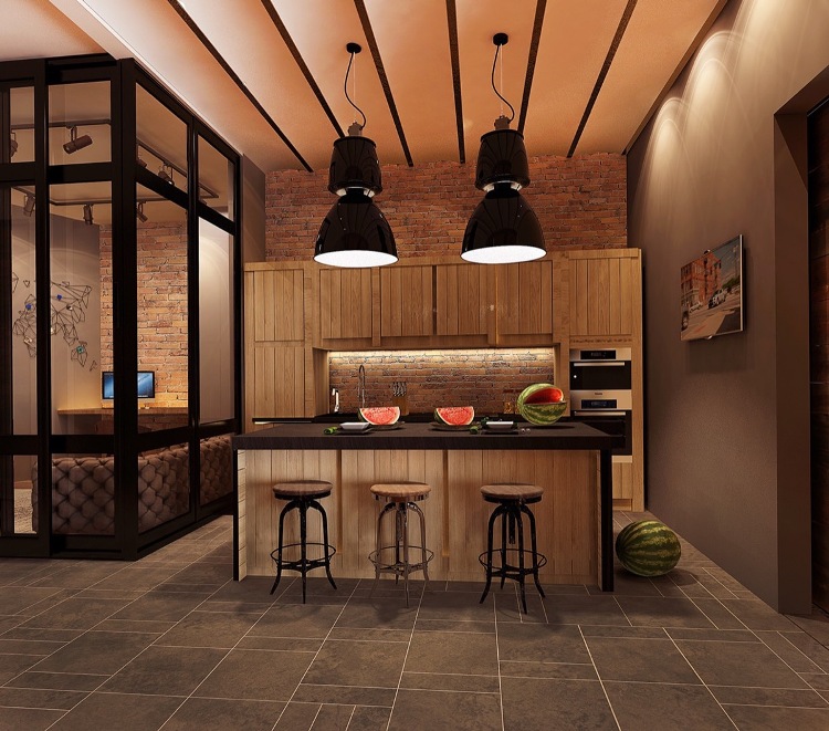 cuisine style industriel mobilier-bois-loft