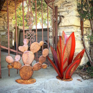 deco-metal-jardin-sculptures-modernes-agave-acier-corten-cactus-métal