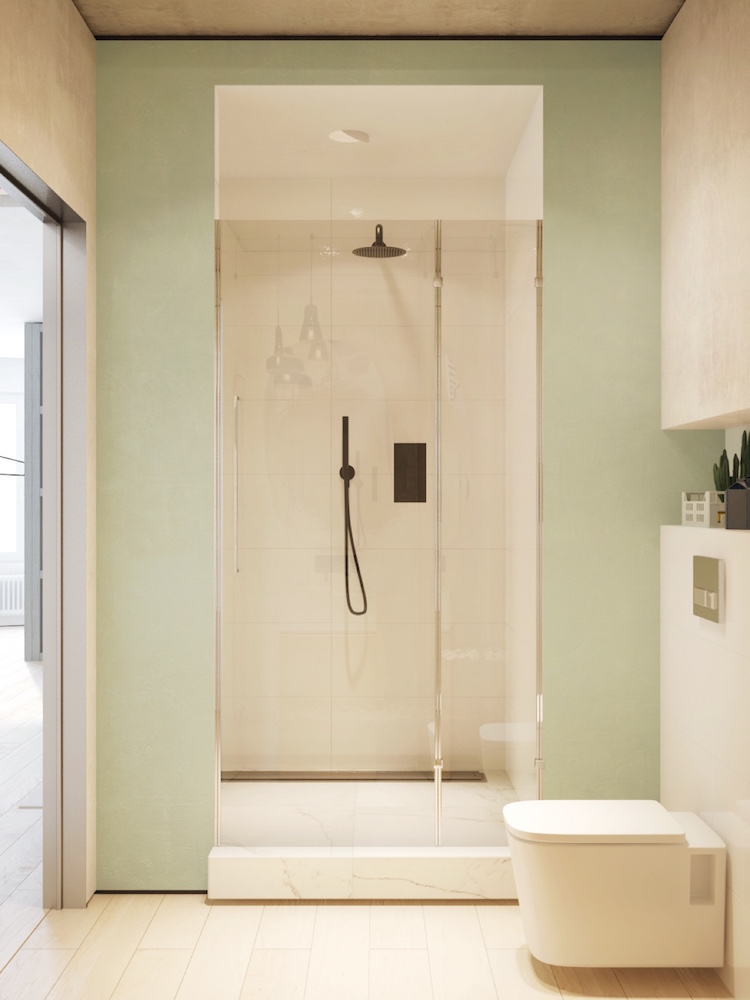 déco-salle-bain-blanc-vert-menthe-niche-murale