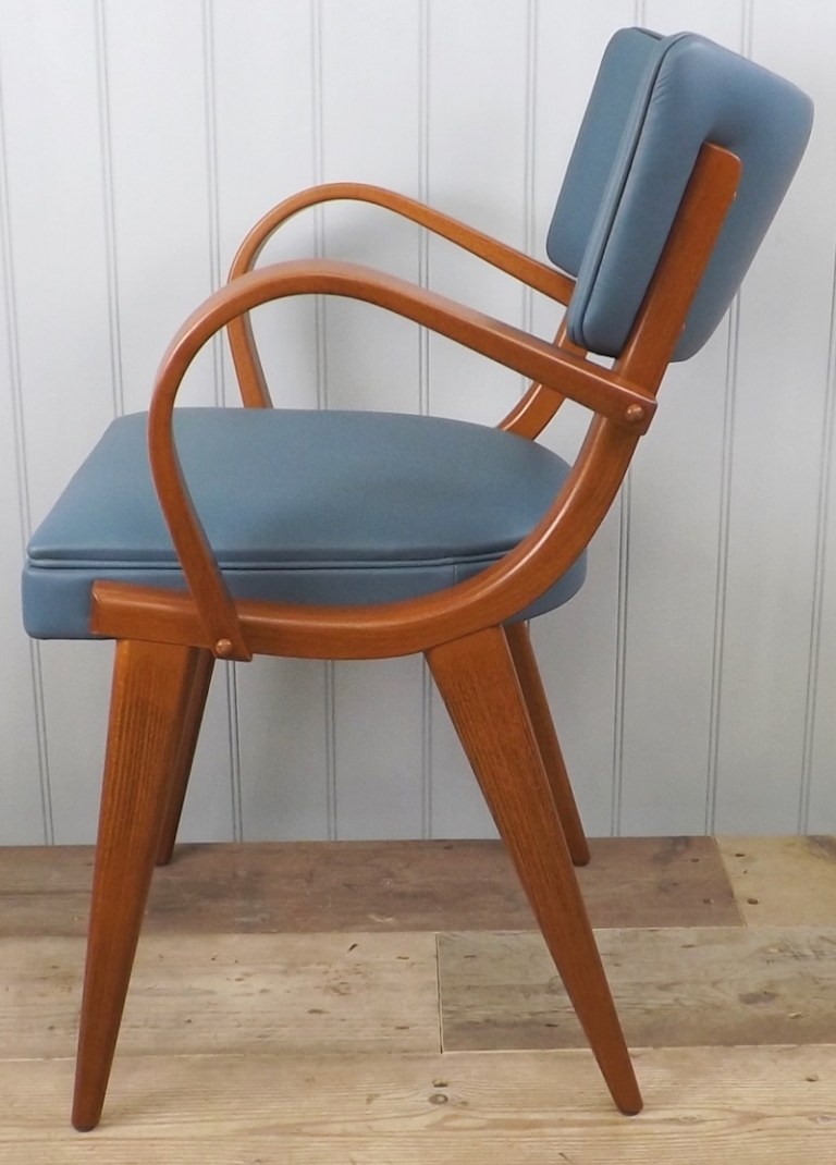 fauteuil-Bridge-vintage-années-50-cuir-bleu-pigeon-Benchair