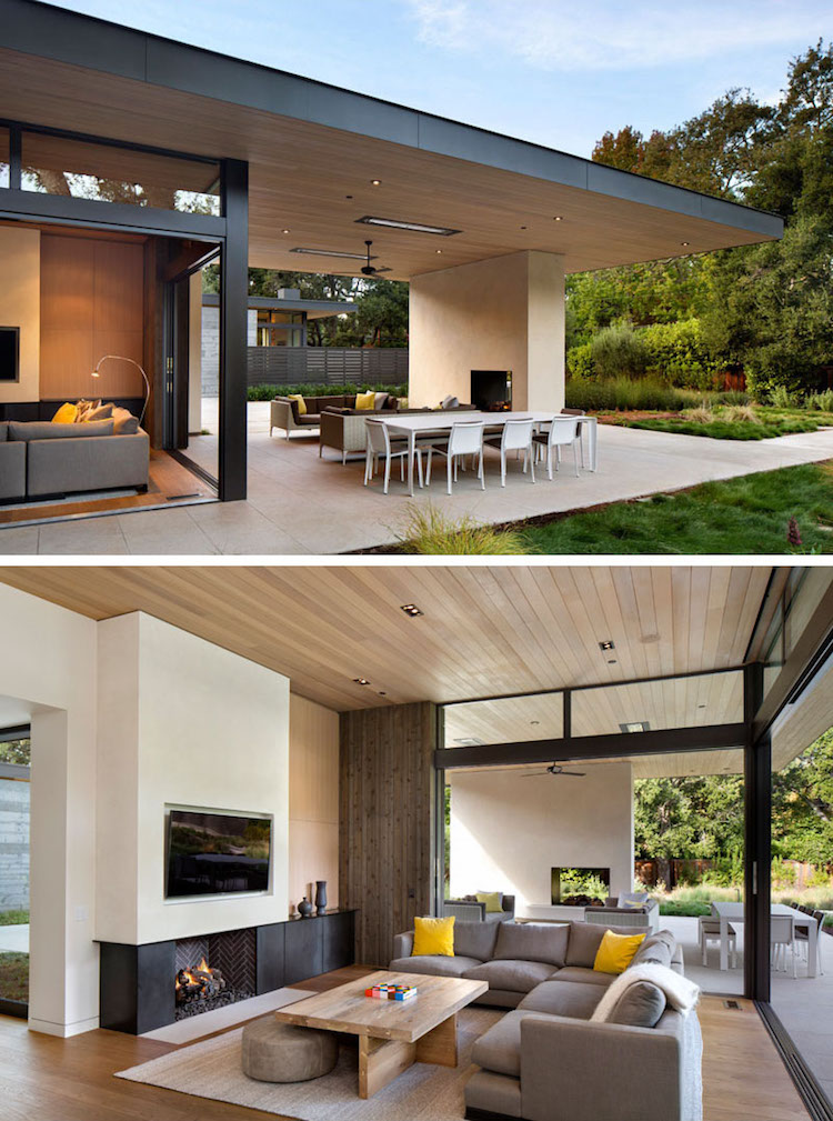 fenêtres-alu-noir-terrasse-moderne-couverte-cheminée-double-face