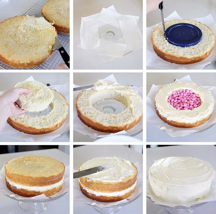 gâteau-surprise-idées-originales-crème-rose-bleue