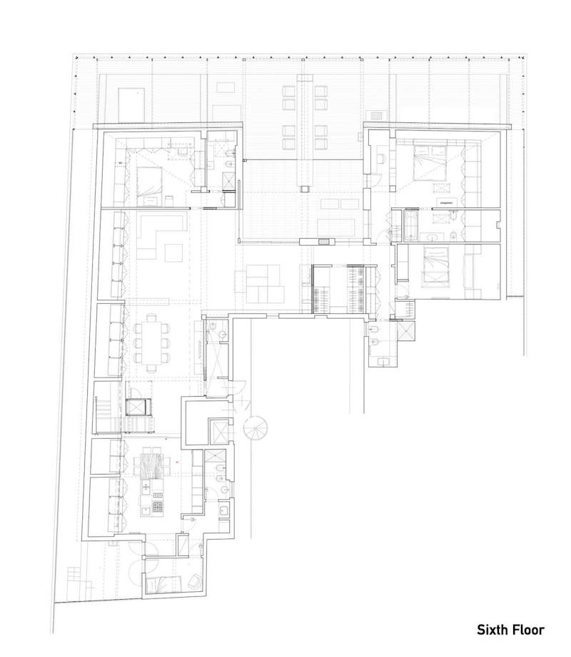 plan-sol-penthouse-duplex-Rome-Sycamore-Architects-intérieur-moderne