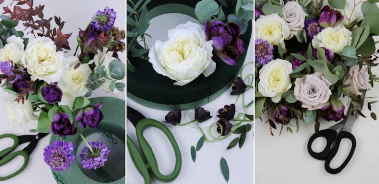 DIY-couronne-fleurs-décorative-base-mousse-florale
