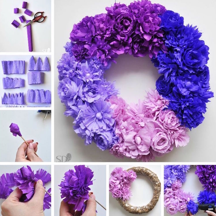 DIY-fleur-papier-crépon-couronne