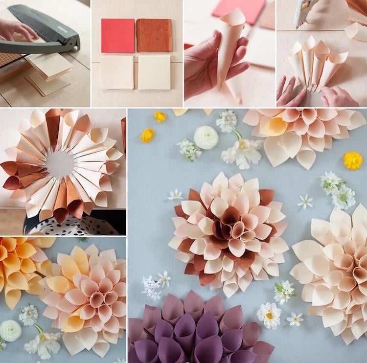 DIY fleur en papier dahlia-cornets-papier