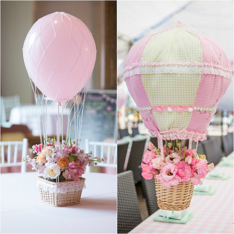 centre-table-mariage-montgolfières-composition-fleurs-roses