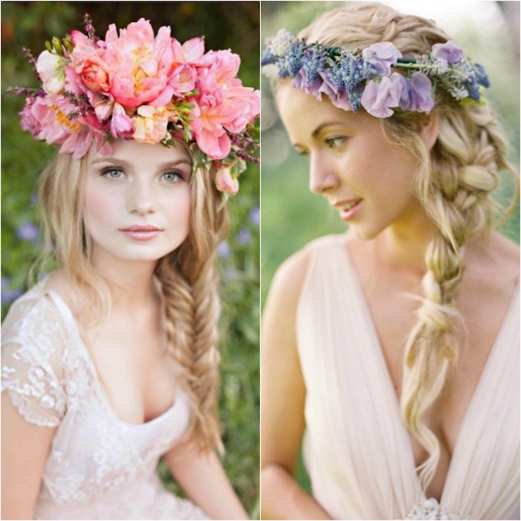 coiffure-mariage-facile-cheveux-longs-tresse-épi-couronne-fleurs