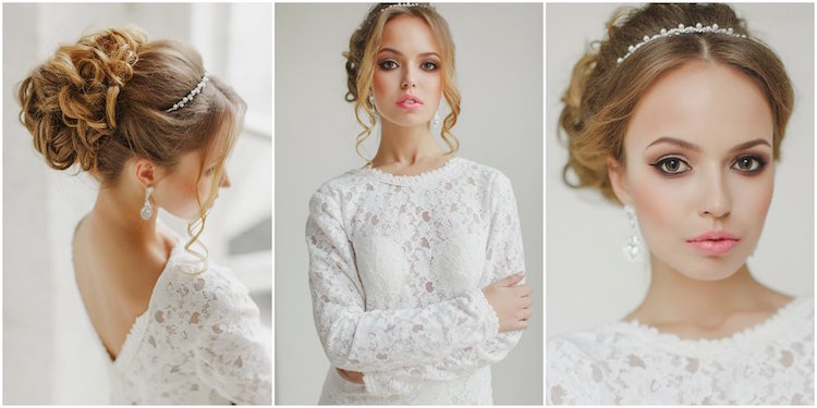 coiffure-mariage-facile-chignon-bouclé-diadème-perles