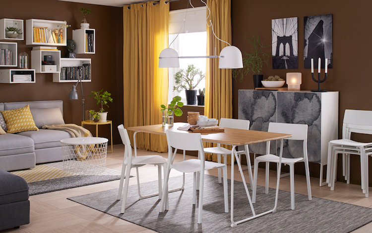 décoration-salle-manger-table-bambou-pliante-IKEA