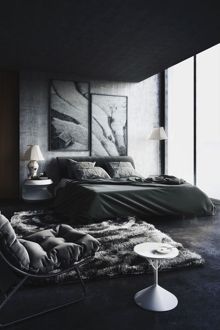 idée-déco-chambre-romantique-noire-gris-anthracite