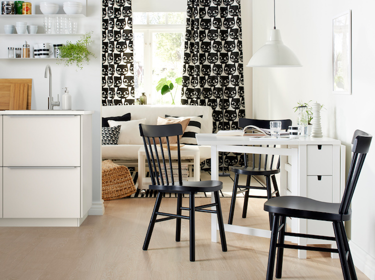 idée de décoration salle à manger table-rabattable-IKEA