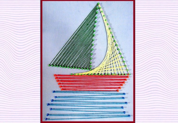 string art idées-bateau-couleurs-techniques